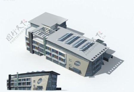 小型办公楼层建筑设计3D模型