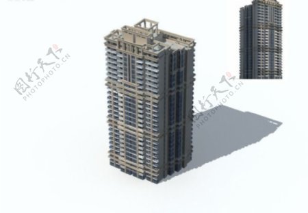 高层天台塔式住宅楼建筑3D模型