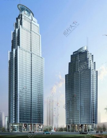 现代都市高层商业大厦建筑3D模型图