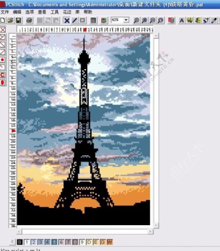 十字绣风景图纸铁塔黄昏图片