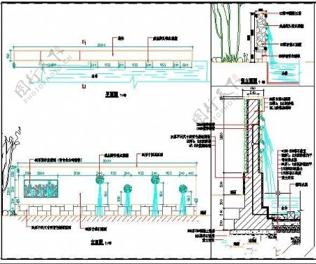 庭院喷水景墙施工图