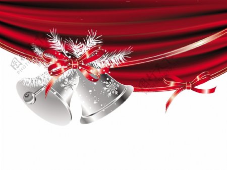 动感丝绸蝴蝶结圣诞节背景图片