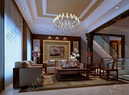 中式风格复式客厅设计