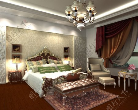 欧式家装卧室效果图图片