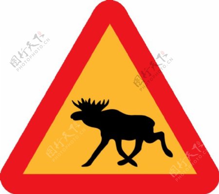 警告驼鹿路标剪贴画