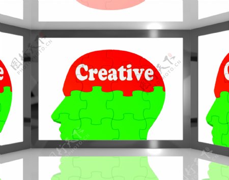 创造性的大脑在屏幕显示人的创造力