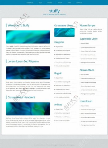 湖蓝色三列信息网页模板