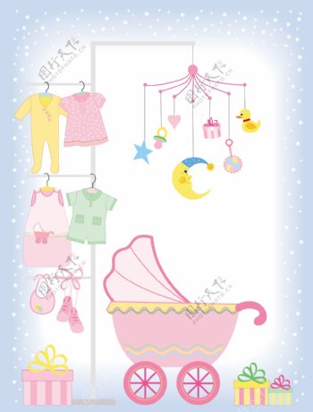 婴儿宝宝的素材月亮星星婴儿车衣服