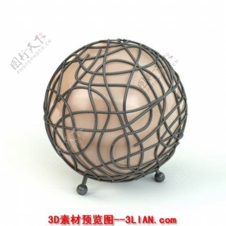 线条球形台灯3D模型