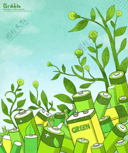 绿色能源的电池海报