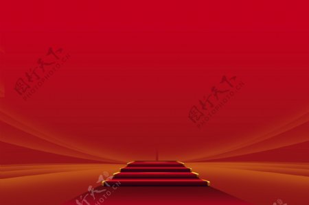 红色的阶梯海报封面背景模板设计