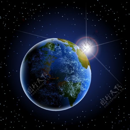 动感光线地球科技背景图片
