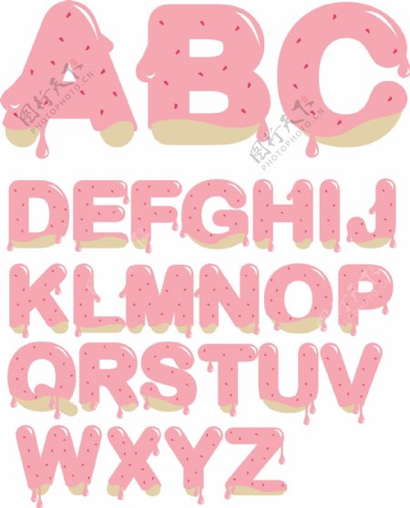 草莓酱的字母字母矢量矢量素材