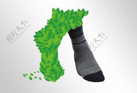创意绿色袜子海报图片