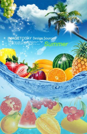 夏日水果超市海报