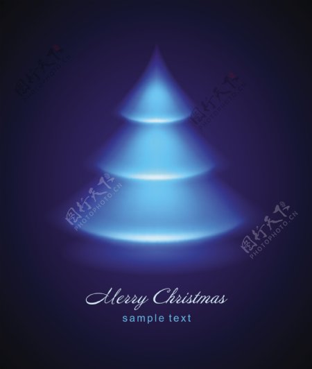 蓝色光的圣诞树矢量设计03
