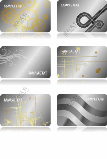 银色金属质感卡片模板矢量素材