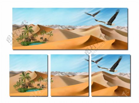 沙漠绿洲无框画图片