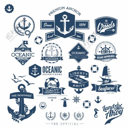 海洋徽章标签图片