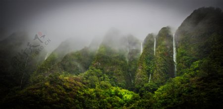 夏威夷瀑布图片