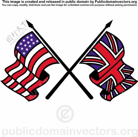 挥舞着国旗矢量英国和美国