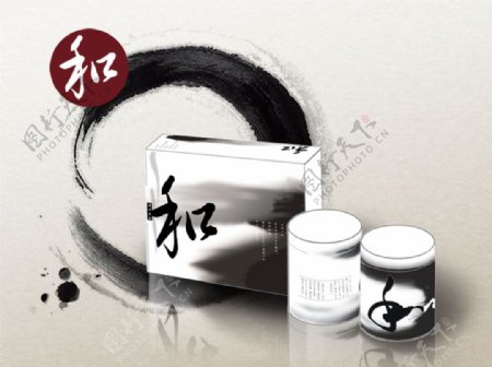 中国风水墨渲染茶叶包装PSD模板