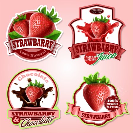 美味草莓标签矢量设计