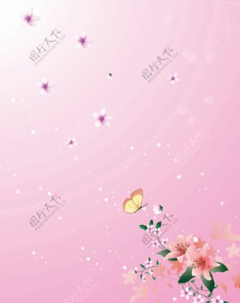 粉色花朵蝴蝶移门图片
