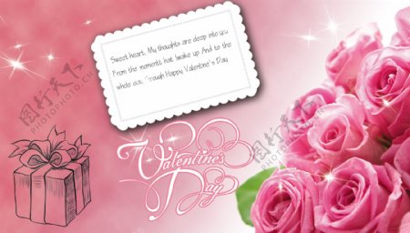 粉色玫瑰黑色礼物盒图片