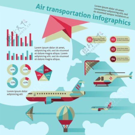航空运输信息图矢量素材