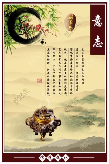 中国风展板挂画传统文化意志