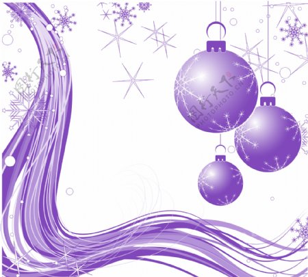 紫色圣诞彩球背景图片