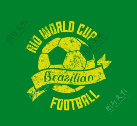 斑驳巴西世界杯足球海报矢量素材