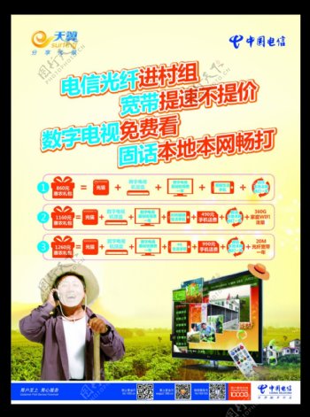 中国电信天翼4G农村宽带单页