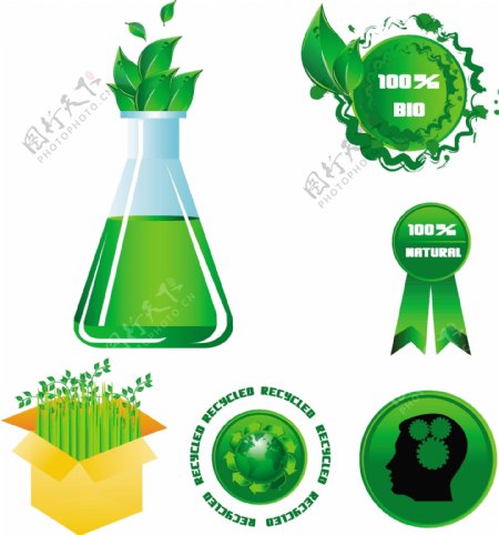 绿色环保生态图标矢量图片