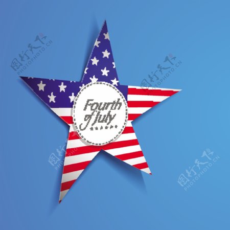 在蓝色背景上的星状的美国国旗