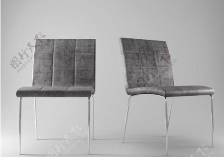 灰色绒布单椅3d模型