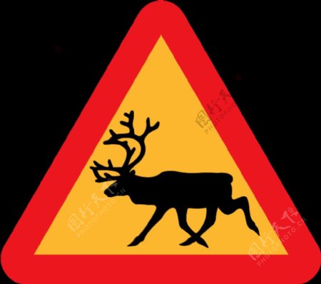 警告驯鹿的路标