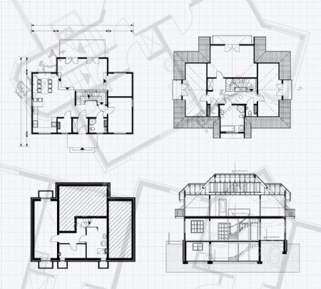 别墅平面设计图矢量素材