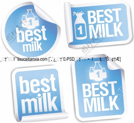 中式食物标识牛奶标签矢量素材