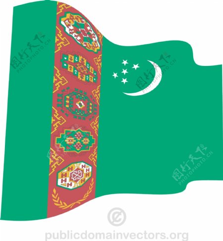 波浪形的土库曼斯坦国旗