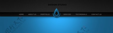 圆滑的蓝组合网站标题PSD