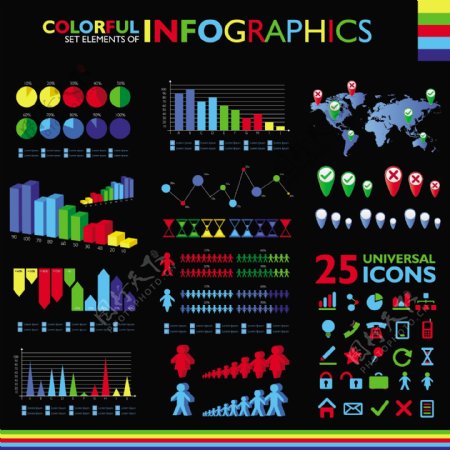 彩色矢量信息图表元素图片