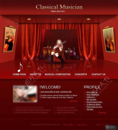 红色古典音乐网页模板