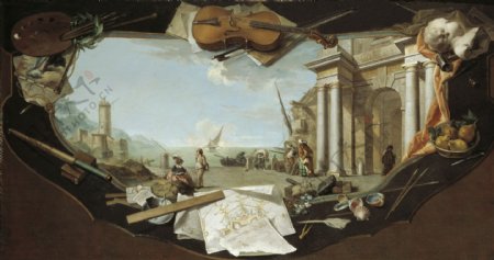 FlipartCharlesJosephPaisajeconperspectivaarquitectonicaCa.1779画家古典画古典建筑古典景物装饰画油画