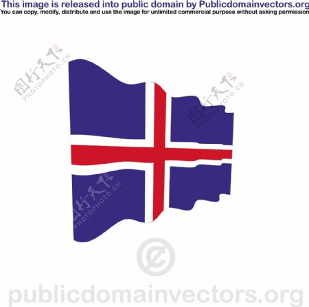 冰岛国旗挥舞向量
