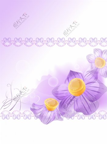 淡紫手绘花纹移门图片
