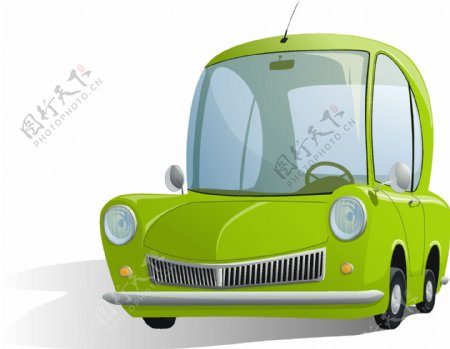 卡通汽车插画绿色小汽车