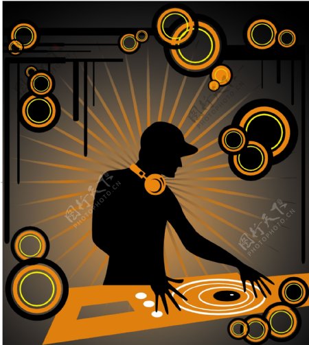 DJ的音乐潮流一盘矢量素材