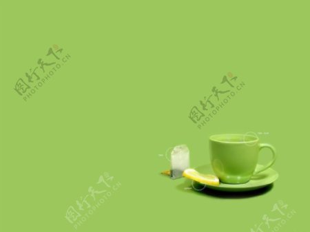 淡雅绿茶背景PPT模板